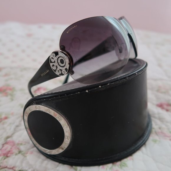 Authentic Bulgari Sunglasses 6074B Rhinestone Oversized Wrap Brown Gradient - Picture 4 of 4